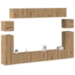 vidaXL Set dulap TV 8 piese montat pe perete Stejar artizanal vidaXL Set dulap TV 8 piese montat pe perete Stejar artizanal