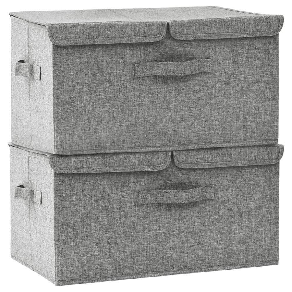 vidaXL Cutii de depozitare 2 buc. gri 50x30x25 cm material textil