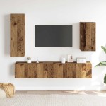 vidaXL Set dulap TV 4 piese montat pe perete lemn vechi lemn prelucrat