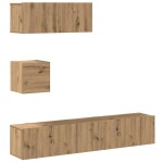 vidaXL Set dulap TV 4 piese montat pe perete Stejar artizanal vidaXL Set dulap TV 4 piese montat pe perete Stejar artizanal
