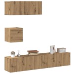 vidaXL Set dulap TV 4 piese montat pe perete Stejar artizanal vidaXL Set dulap TV 4 piese montat pe perete Stejar artizanal