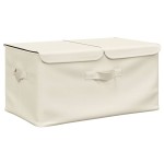 vidaXL Cutie de depozitare, crem, 50x30x25 cm, material textil vidaXL Cutie de depozitare, crem, 50x30x25 cm, material textil