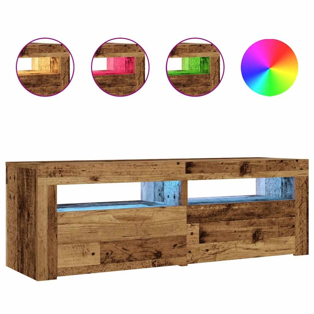 vidaXL Noptiere cu LED-uri, 2 buc., Lemn vechi, 60x35x40 cm