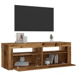 vidaXL Noptiere cu LED-uri, 2 buc., Lemn vechi, 60x35x40 cm