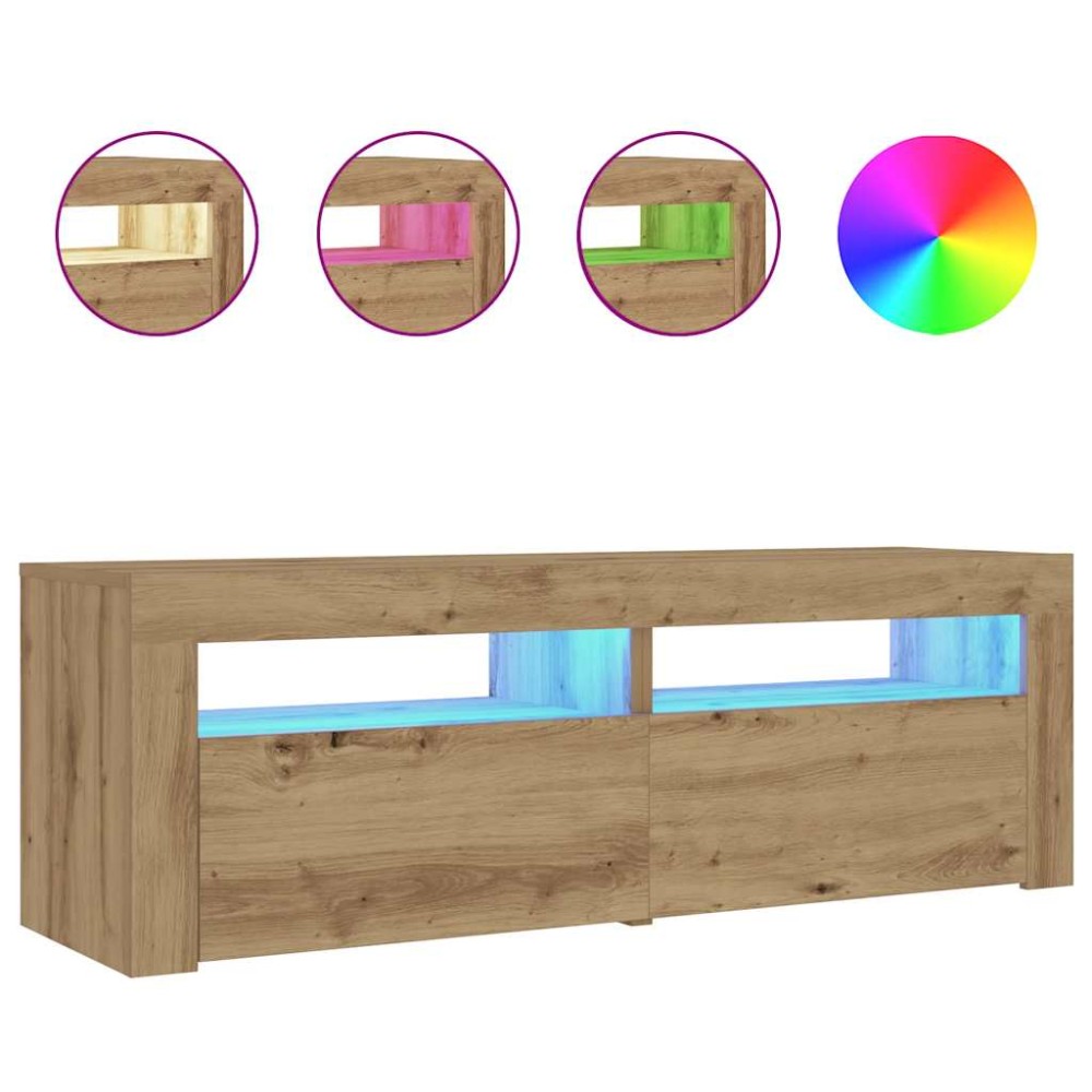 vidaXL Noptiere cu lumini LED, 2 buc.,Stejar artizanal, 60x35x40 cm