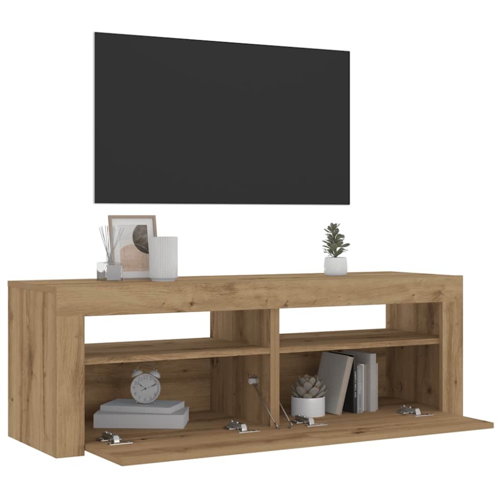 vidaXL Noptiere cu lumini LED, 2 buc.,Stejar artizanal, 60x35x40 cm