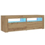 vidaXL Noptiere cu lumini LED, 2 buc.,Stejar artizanal, 60x35x40 cm