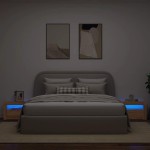 vidaXL Noptiere cu lumini LED, 2 buc.,Stejar artizanal, 60x35x40 cm