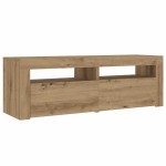 vidaXL Noptiere cu lumini LED, 2 buc.,Stejar artizanal, 60x35x40 cm