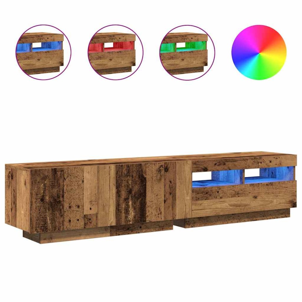 vidaXL Dulap TV cu lumini LED lemn vechi 180x35x40 cm lemn prelucrat