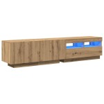 vidaXL Dulap TV cu LED stejar artizanal 180x35x40 cm lemn prelucrat