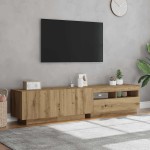 vidaXL Dulap TV cu LED stejar artizanal 180x35x40 cm lemn prelucrat