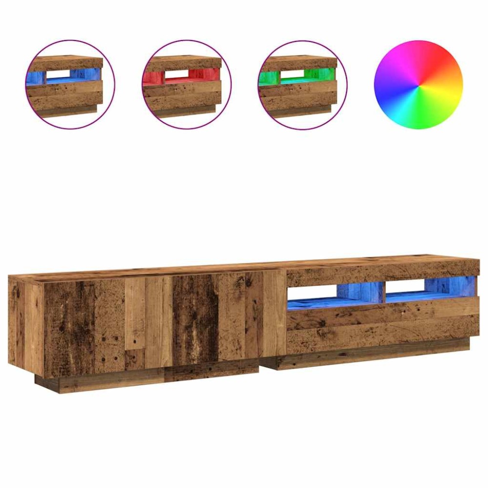 vidaXL Dulap TV cu lumini LED lemn vechi 200x35x40 cm lemn prelucrat