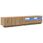 vidaXL Dulap TV cu LED stejar artizanal 200x35x40 cm lemn prelucrat