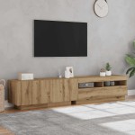 vidaXL Dulap TV cu LED stejar artizanal 200x35x40 cm lemn prelucrat