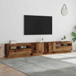 vidaXL Dulap TV cu lumini LED lemn vechi 260x35x40 cm lemn prelucrat vidaXL Dulap TV cu lumini LED lemn vechi 260x35x40 cm lemn prelucrat
