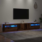 vidaXL Dulap TV cu lumini LED lemn vechi 260x35x40 cm lemn prelucrat vidaXL Dulap TV cu lumini LED lemn vechi 260x35x40 cm lemn prelucrat