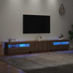 vidaXL Dulap TV cu LED stejar artizanal 260x35x40 cm lemn prelucrat