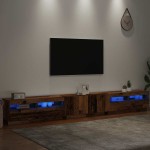 vidaXL Dulap TV cu lumini LED lemn vechi 300x35x40 cm lemn prelucrat vidaXL Dulap TV cu lumini LED lemn vechi 300x35x40 cm lemn prelucrat