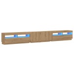 vidaXL Dulap TV cu LED stejar artizanal 300x35x40 cm lemn prelucrat