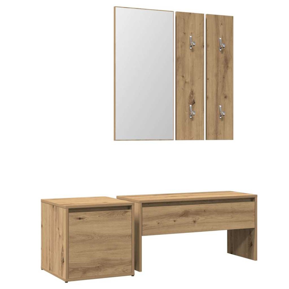vidaXL Set de mobilier pentru hol din lemn de stejar artizanal