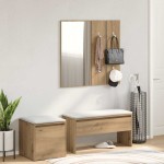 vidaXL Set de mobilier pentru hol din lemn de stejar artizanal