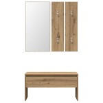 vidaXL Set de mobilier pentru hol din lemn de stejar artizanal