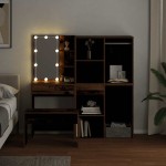 vidaXL Set de măsuță de toaletă cu LED Lemn vechi din lemn lemnos vidaXL Set de măsuță de toaletă cu LED Lemn vechi din lemn lemnos