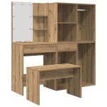 vidaXL Set de masă de toaletă cu LED Artisan Stejar lemn prelucrat vidaXL Set de masă de toaletă cu LED Artisan Stejar lemn prelucrat