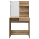 vidaXL Set de masă de toaletă cu LED Artisan Stejar lemn prelucrat