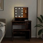 vidaXL Set de măsuță de toaletă cu LED Lemn vechi din lemn lemnos vidaXL Set de măsuță de toaletă cu LED Lemn vechi din lemn lemnos