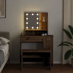 vidaXL Set de masă de toaletă cu LED Artisan Stejar lemn prelucrat vidaXL Set de masă de toaletă cu LED Artisan Stejar lemn prelucrat