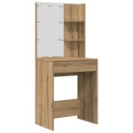 vidaXL Set de masă de toaletă cu LED Artisan Stejar lemn prelucrat