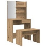 vidaXL Set de masă de toaletă din lemn de stejar artizanal