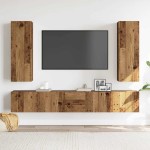 vidaXL Set dulap TV 5 piese montat pe perete lemn vechi lemn prelucrat vidaXL Set dulap TV 5 piese montat pe perete lemn vechi lemn prelucrat