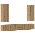 vidaXL Set dulap TV 5 piese montat pe perete Stejar artizanal vidaXL Set dulap TV 5 piese montat pe perete Stejar artizanal