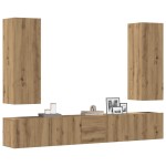 vidaXL Set dulap TV 5 piese montat pe perete Stejar artizanal vidaXL Set dulap TV 5 piese montat pe perete Stejar artizanal