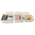 vidaXL Set cutii depozitare stivuibile, 3 buc., crem, țesătură vidaXL Set cutii depozitare stivuibile, 3 buc., crem, țesătură
