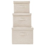 vidaXL Set cutii depozitare stivuibile, 3 buc., crem, țesătură vidaXL Set cutii depozitare stivuibile, 3 buc., crem, țesătură