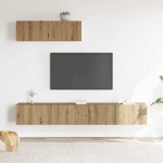 vidaXL Set dulap TV 3 piese montat pe perete Stejar artizanal vidaXL Set dulap TV 3 piese montat pe perete Stejar artizanal