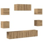 vidaXL Set dulap TV 7 piese Stejar Artisan montat pe perete vidaXL Set dulap TV 7 piese Stejar Artisan montat pe perete