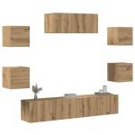 vidaXL Set dulap TV 7 piese Stejar Artisan montat pe perete vidaXL Set dulap TV 7 piese Stejar Artisan montat pe perete