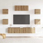 vidaXL Set dulap TV 7 piese Stejar Artisan montat pe perete vidaXL Set dulap TV 7 piese Stejar Artisan montat pe perete