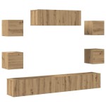 vidaXL Set dulap TV 7 piese montat pe perete Stejar artizanal vidaXL Set dulap TV 7 piese montat pe perete Stejar artizanal