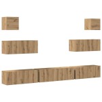 vidaXL Set dulap TV 7 piese montat pe perete Stejar artizanal vidaXL Set dulap TV 7 piese montat pe perete Stejar artizanal
