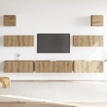 vidaXL Set dulap TV 7 piese montat pe perete Stejar artizanal vidaXL Set dulap TV 7 piese montat pe perete Stejar artizanal