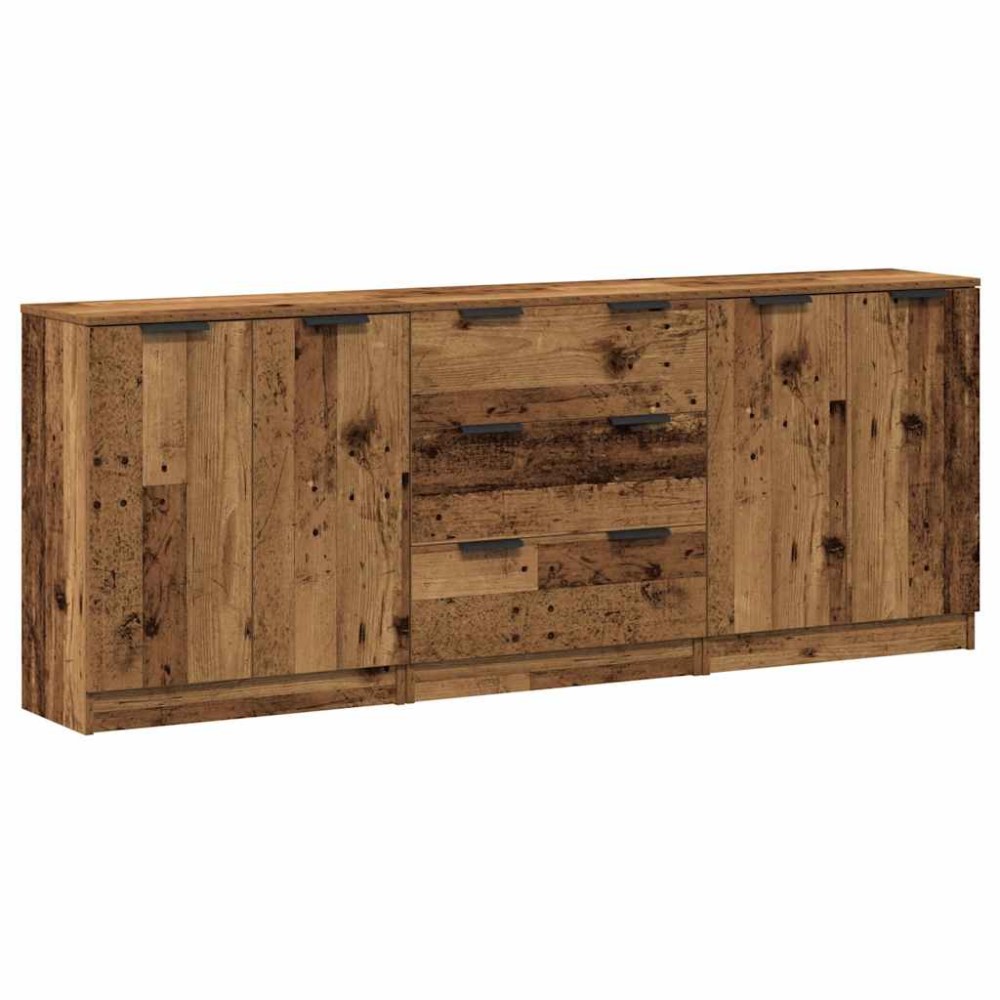 vidaXL Dulap, 3 buc., lemn învechit, 60x30x70 cm, lemn prelucrat