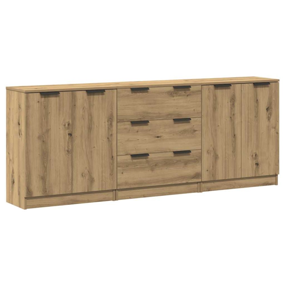 vidaXL Dulap, 3 buc., stejar artizanal, 60x30x70 cm, lemn prelucrat