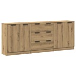 vidaXL Dulap, 3 buc., stejar artizanal, 60x30x70 cm, lemn prelucrat vidaXL Dulap, 3 buc., stejar artizanal, 60x30x70 cm, lemn prelucrat