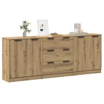 vidaXL Dulap, 3 buc., stejar artizanal, 60x30x70 cm, lemn prelucrat vidaXL Dulap, 3 buc., stejar artizanal, 60x30x70 cm, lemn prelucrat